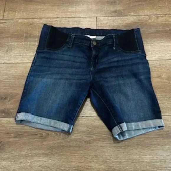 Isabel Maternity Denim Dark Wash Rolled Cuff Bermuda Shorts Women’s Sz‎ 12 - Picture 1 of 8